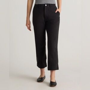 Organic Stretch Cotton Twill Straight Leg Cropped Pants